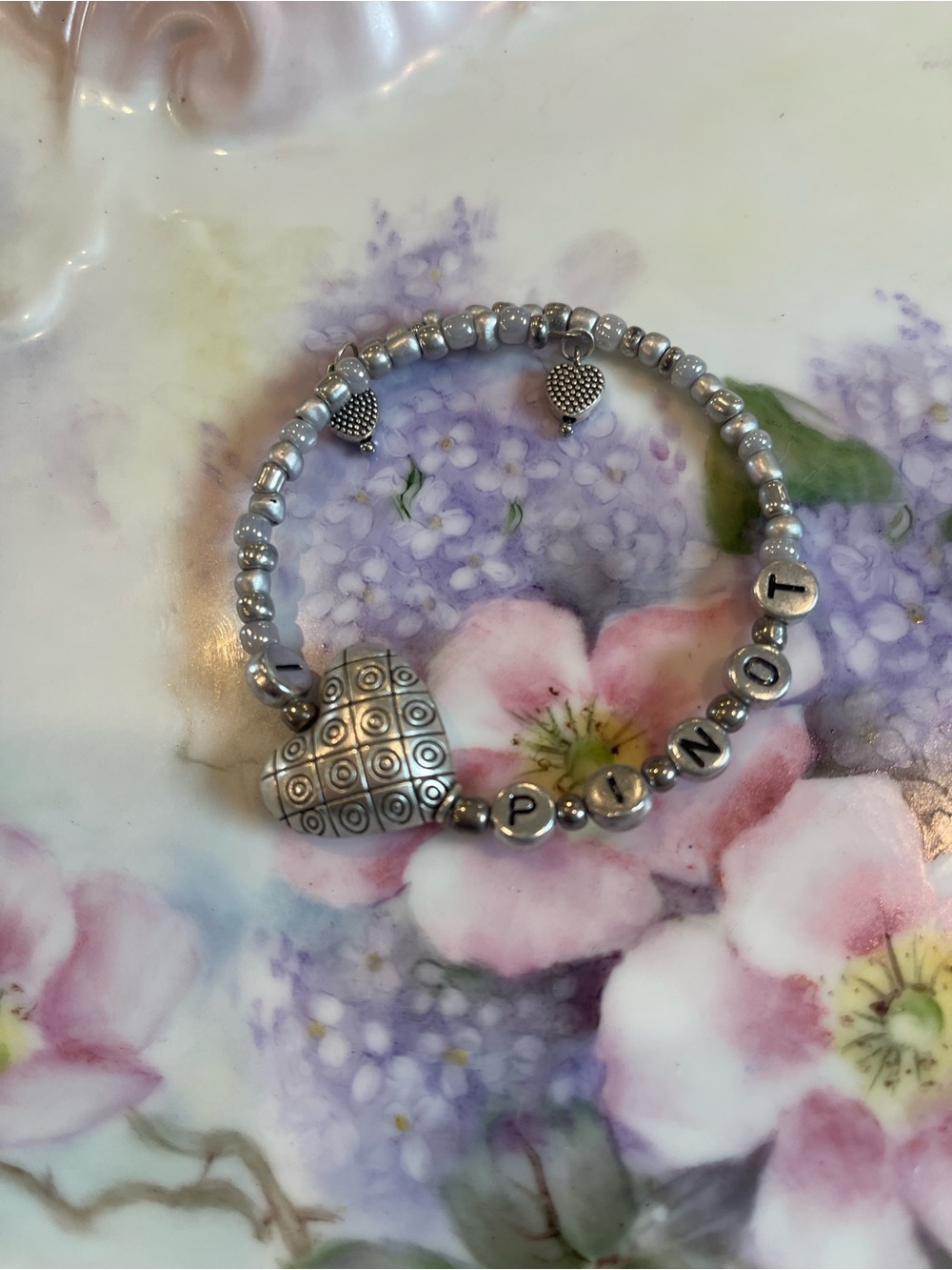 Silver Heart I love Pinot bracelet